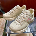 GG Men's Rhyton Sneaker Milk White Pink Calfskin 524491