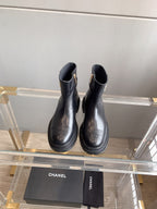 CC Cap Toe Ankle Boots Black Cowhide 464570