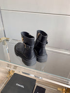 CC Cap Toe Ankle Boots Black Cowhide 464570