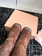 Miu Classic Runway Boots Brown Suede 455906