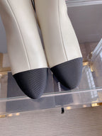 CC Low-Cut Logo Ankle Boots 50mm Black White Sheepskin Frabic 464559