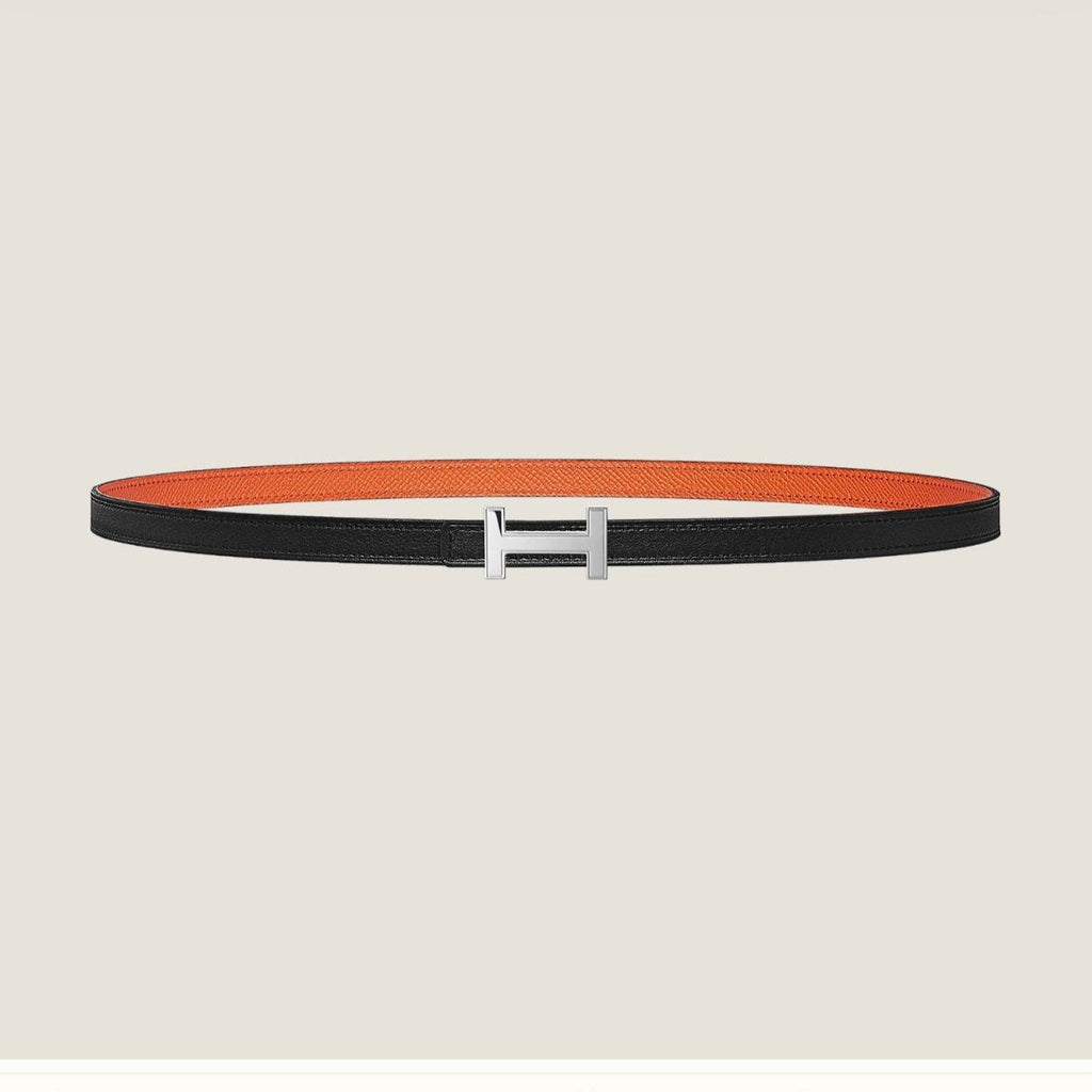 HM FOCUS BUCKLE & REVERSIBLE ORANGE AND BLACK LEATHER STRAP 13MM SILVER HARDWARE