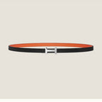HM FOCUS BUCKLE & REVERSIBLE ORANGE AND BLACK LEATHER STRAP 13MM SILVER HARDWARE