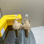 FENDI DELFINA HIGH-HEELED 85 MM SANDAL IN BEIGE LAMBSKIN