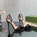 GG 105 HIGH HEEL SANDAL BLACK LAMBSKIN