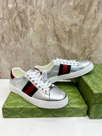 GG Men's ACE Sneaker Silver Calfskin 525953