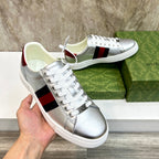 GG Men's ACE Sneaker Silver Calfskin 525953