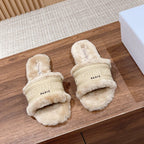 CD Dway Slide Beige Fleece Lining And Canvas Fabric