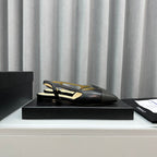 CC Slingback Flat Black Beige Lambskin