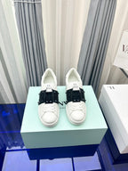 FLATFORM ROCKSTUD UNTITLED SNEAKER IN WHITE MIX BLACK CALFSKIN WITH RHINSTONES