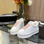 CC Sneaker White Pink Cowhide With Fleece Lining 944564
