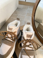 UGG Tasman-inspired Platform Boots Brown Off White Suede 512833