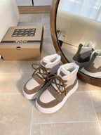UGG Tasman-inspired Platform Boots Brown Off White Suede 512833