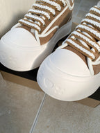 UGG Casual Sports Sneakers Brown White Suede Wool Rubber 512824