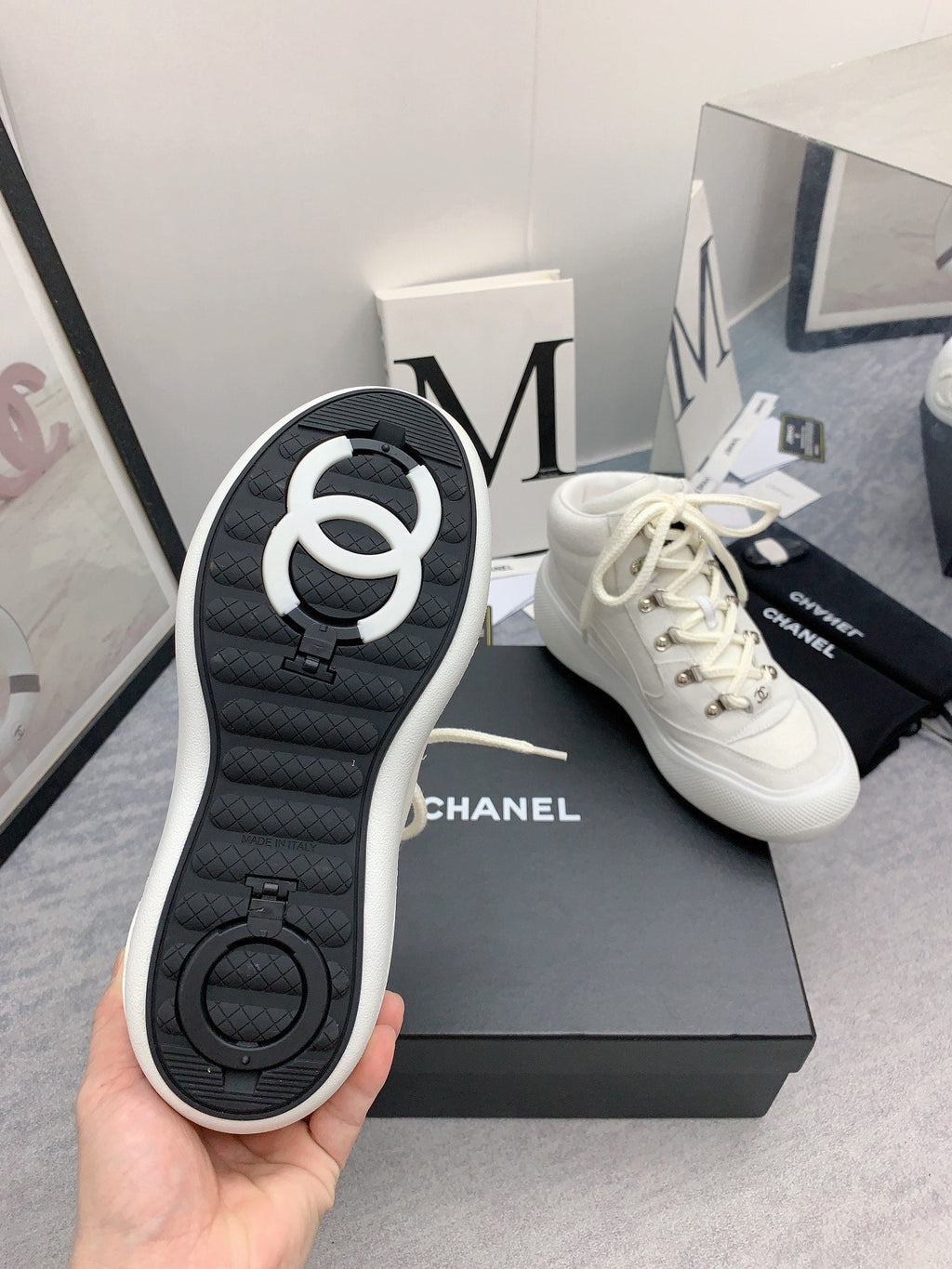 CC Sneaker Boots In White Calfskin 148775