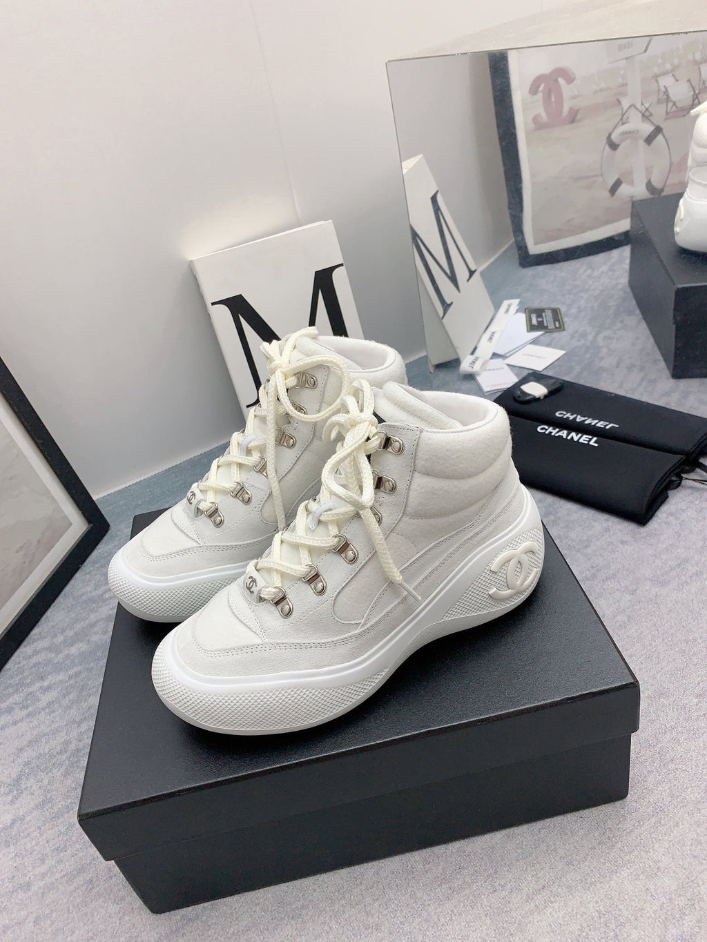 CC Sneaker Boots In White Calfskin 148775
