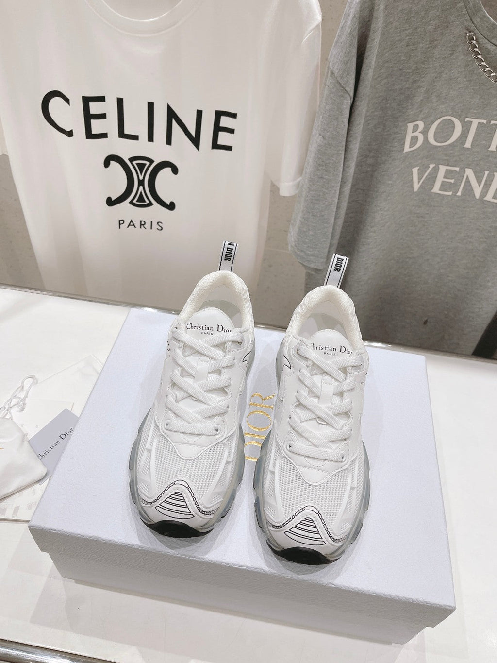 CD Vibe Sneaker White Polyester Mesh Fabric And Lambskin