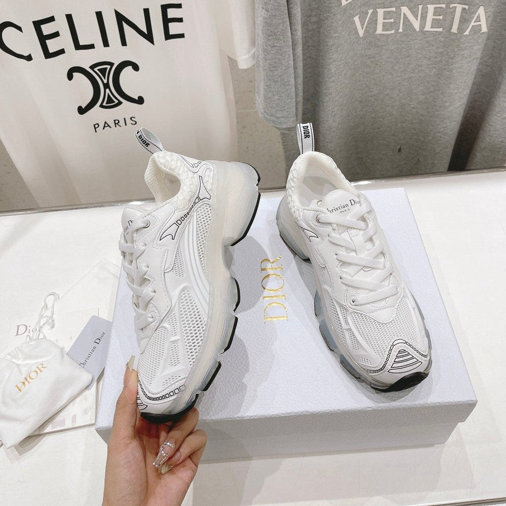 CD Vibe Sneaker White Polyester Mesh Fabric And Lambskin