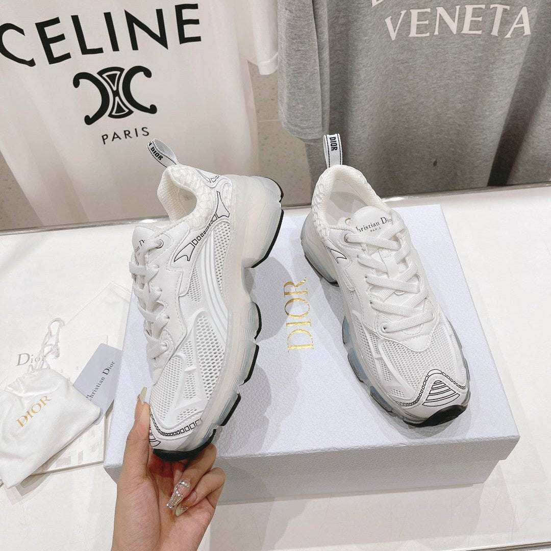 CD Vibe Sneaker White Polyester Mesh Fabric And Lambskin