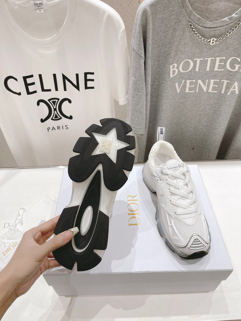 CD Vibe Sneaker White Polyester Mesh Fabric And Lambskin