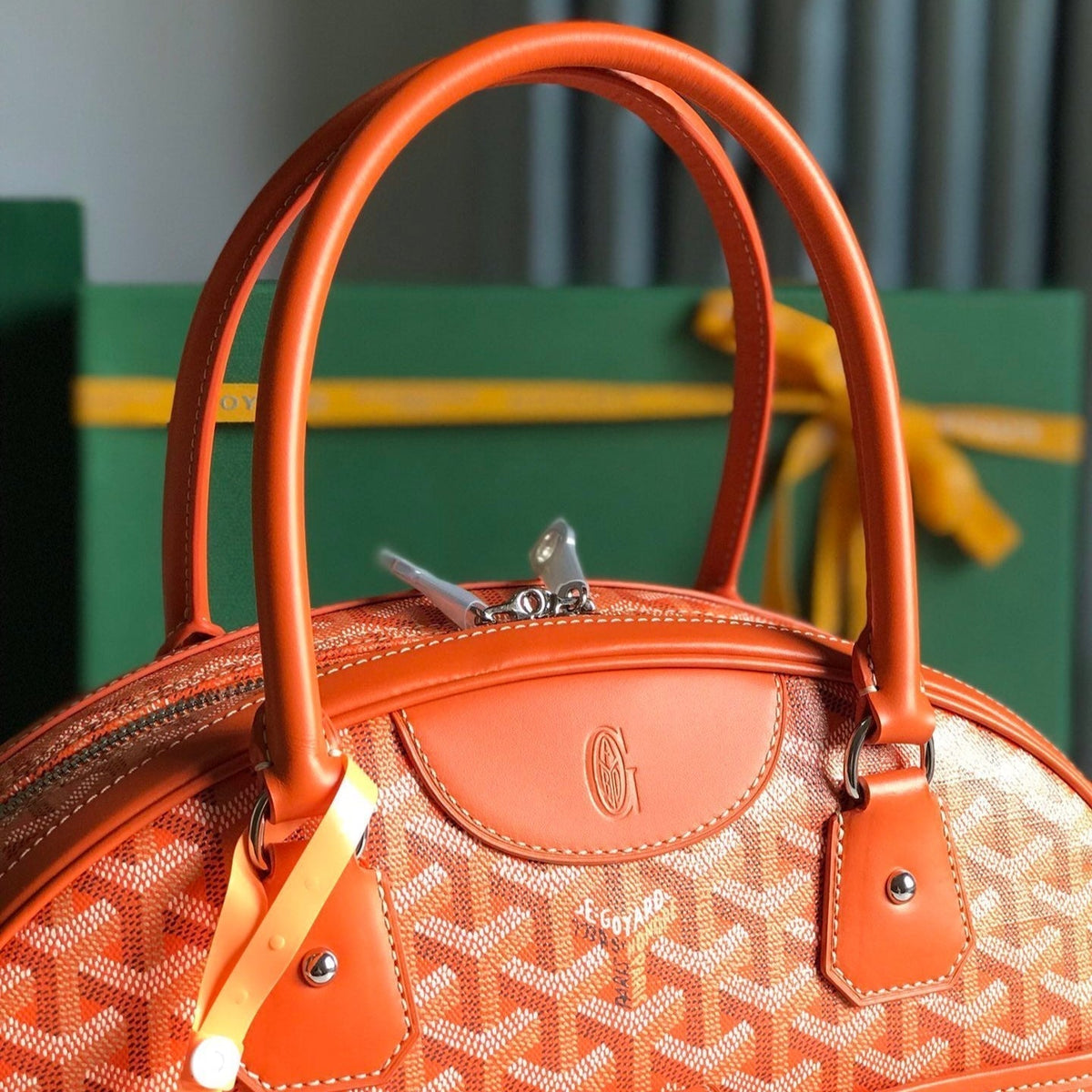 SAINT JEANNE BAG 35 IN RED ORANGE GOYARDINE CANVAS AND CALFSKIN