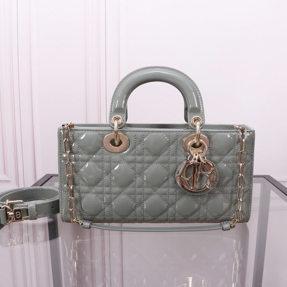 MEDIUM LADY D-JOY 26 ROCK GRAY LAMBSKIN