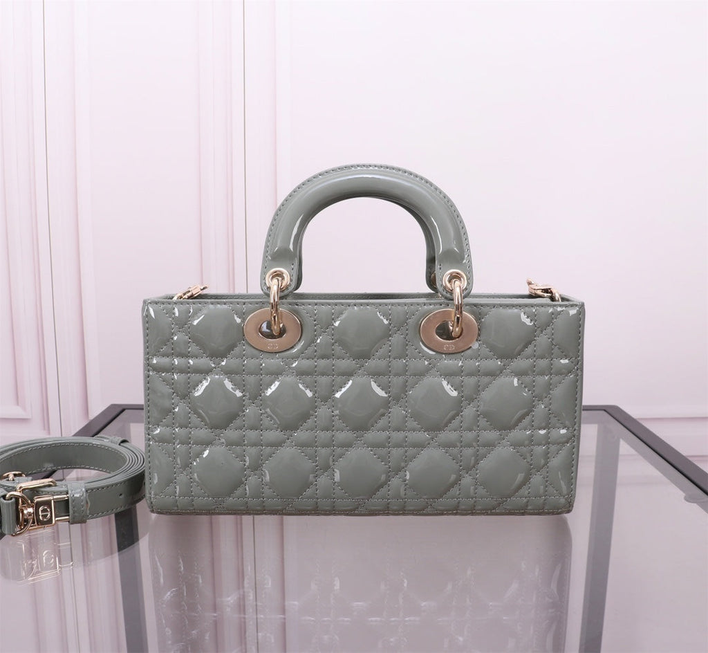 MEDIUM LADY D-JOY 26 ROCK GRAY LAMBSKIN