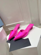 PRA POINTED-TOE MULES BRIGHT PINK SATIN