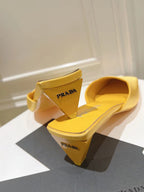 PRA SQUARE TOE MULES YELLOW SATIN