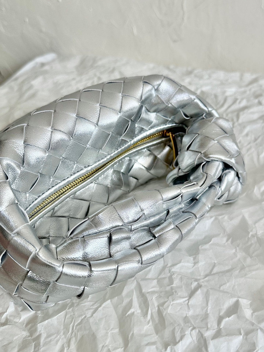 mini jodie 28 silver metalic lambskin