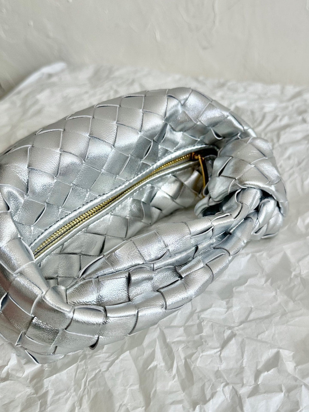 mini jodie 28 silver metalic lambskin