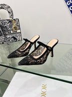CD 25 Capture Heeled Mule Black Mesh