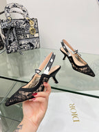 CD 25 Slingback Pump Black Transparent Mesh