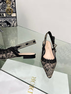 J'Adior Slingback Pump In Black Lace Fabric 100835