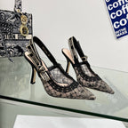 J'Adior Slingback Pump 95mm In Black Lace Fabric 100837