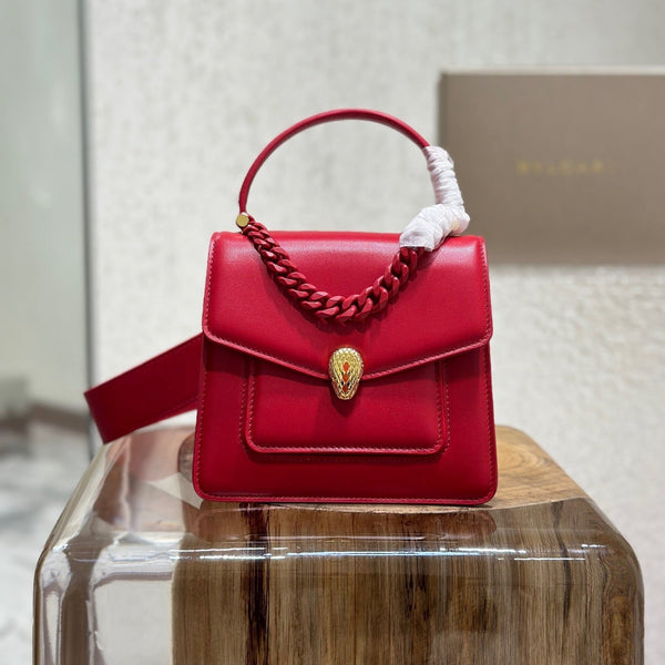 BVL Serpenti Forever Shoulder Bag 18cm Red Cowhide GHW 188662