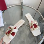 Viv Love Heart Slippers White Fetal Cowhide 255205