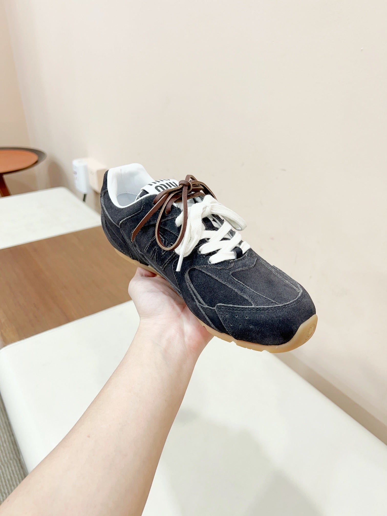 Miu Miu   x New Balance Sneakers Dark Gray Yellow Cowhide Suede