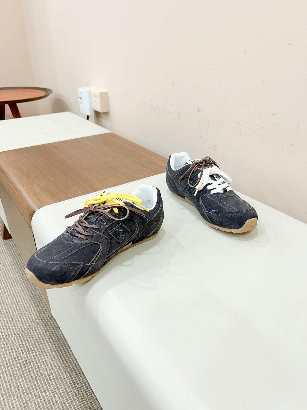 Miu Miu   x New Balance Sneakers Dark Gray Yellow Cowhide Suede