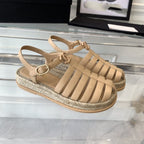 cc roman sandals beige lambskin