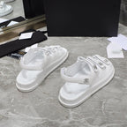 dad sandal white calfskin silver cc