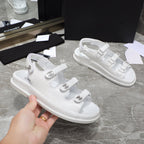dad sandal white calfskin silver cc