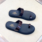 HM Men's Open-toe Sandals Brown Rubber Sheepskin 561659