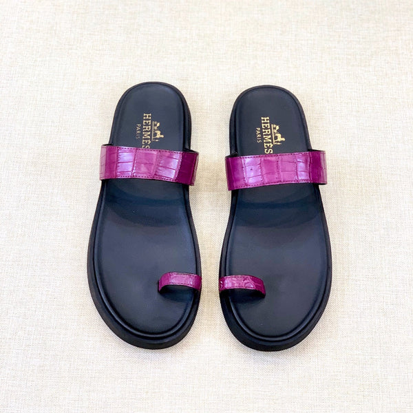 HM Men's Open-toe Sandals Pink Rubber Sheepskin 561661