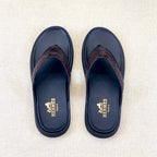 HM Men's Thong Sandals Brown Rubber Sheepskin 561669