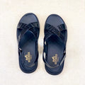 HM Men's "X" Sandals Black Rubber Sheepskin 561670