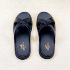 HM Men's "X" Slide Black Rubber Sheepskin 561672