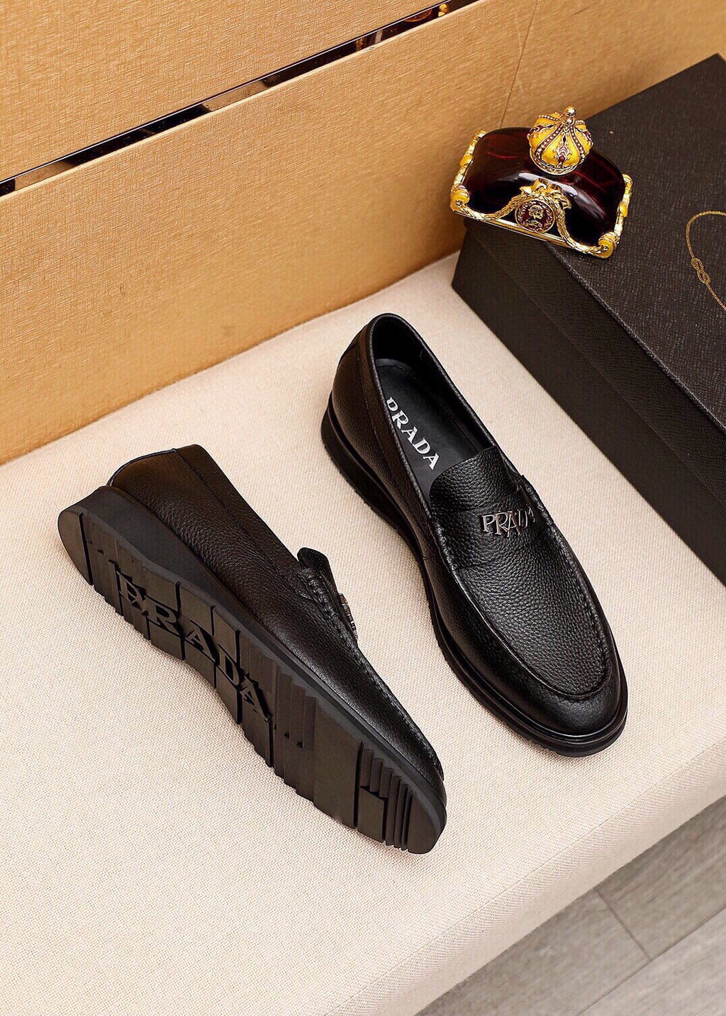 PRA LOAFER IN SIENNA BROWN GRAINED CALFSKIN