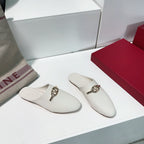 VLogo Signature White Leather mules