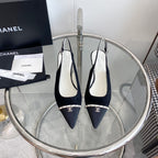 cc slingback pumps 45 black seude black grosgrain point toe 582851